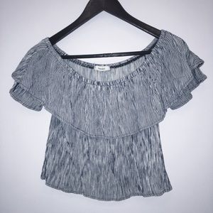 striped off the shoulder top